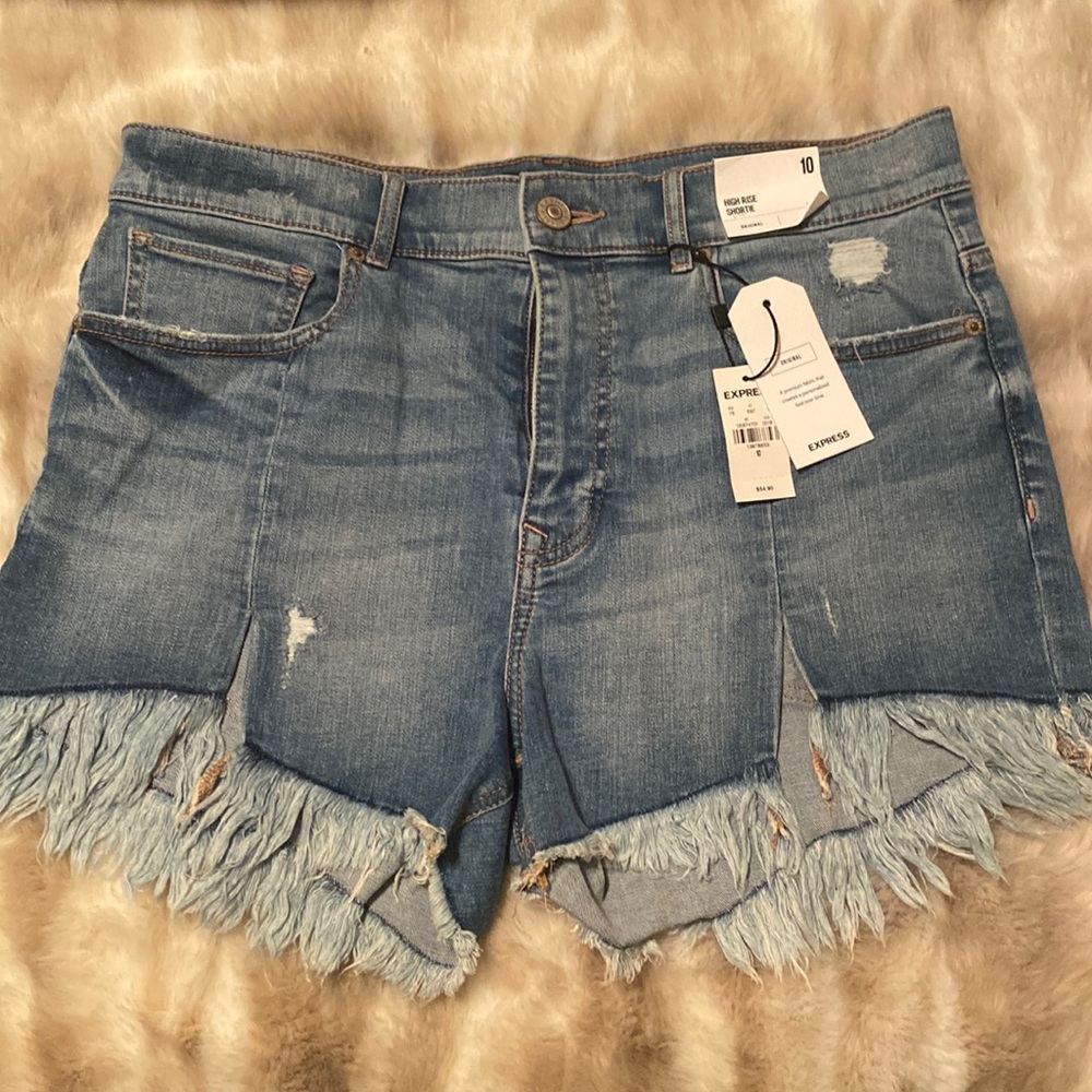Brand New- Express High Rise Shortie Denim Shorts